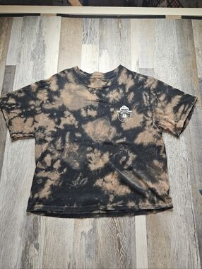 Smokey The Bear Women's Small Crop Tie Dye Tshirt Black Brown